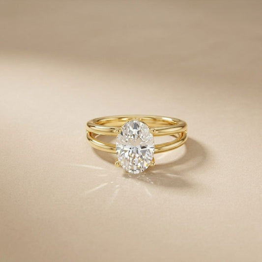 Oval Lab Grown Diamond Split Shank Engagement Ring For Women