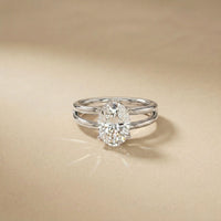 Oval Lab Grown Diamond Split Shank Engagement Ring For Women White 