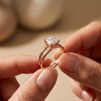 Princess Cut Lab Grown Diamond Split Shank Engagement Ring For Women Rose Gold