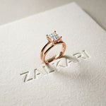 Princess Cut Lab Grown Diamond Split Shank Engagement Ring For Women Rose Gold