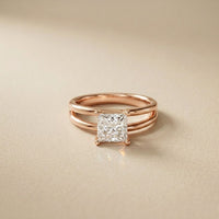 Princess Cut Lab Grown Diamond Split Shank Engagement Ring For Women Rose Gold