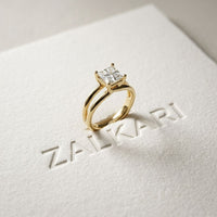 Princess Cut Lab Grown Diamond Split Shank Engagement Ring For Women Gold