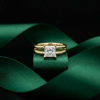 Princess Cut Lab Grown Diamond Split Shank Engagement Ring For Women Gold