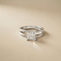 Princess Cut Lab Grown Diamond Split Shank Engagement Ring For Women White 