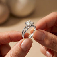 Princess Cut Lab Grown Diamond Split Shank Engagement Ring For Women White 
