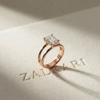 Emerald Cut 2 Carat Lab Grown Diamond Split Shank Engagement Ring For Women Rose Gold