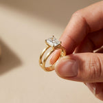 Emerald Cut 2 Carat Lab Grown Diamond Split Shank Engagement Ring For Women Gold