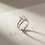 Emerald Cut 2 Carat Lab Grown Diamond Split Shank Engagement Ring For Women White 