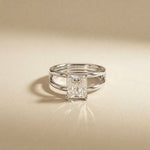 Emerald Cut 2 Carat Lab Grown Diamond Split Shank Engagement Ring For Women White 