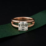 2Ct Asscher Cut Lab Grown Diamond Split Shank Engagement Ring For Girls Rose Gold