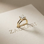 2Ct Asscher Cut Lab Grown Diamond Split Shank Engagement Ring For Girls Gold