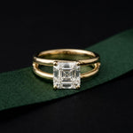 2Ct Asscher Cut Lab Grown Diamond Split Shank Engagement Ring For Girls Gold