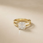 2Ct Asscher Cut Lab Grown Diamond Split Shank Engagement Ring For Girls Gold