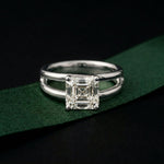 2Ct Asscher Cut Lab Grown Diamond Split Shank Engagement Ring For Girls White