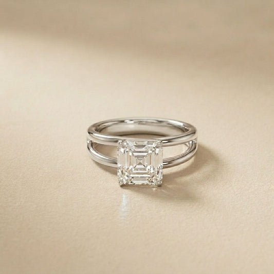 2Ct Asscher Cut Lab Grown Diamond Split Shank Engagement Ring For Girls