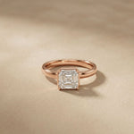 Asscher Cut Lab Grown Diamond Solitaire Engagement Ring 2 Carat Rose Gold
