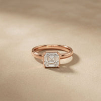 Asscher Cut Lab Grown Diamond Solitaire Engagement Ring 2 Carat Rose Gold