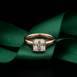 Asscher Cut Lab Grown Diamond Solitaire Engagement Ring 2 Carat Rose Gold