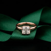 Asscher Cut Lab Grown Diamond Solitaire Engagement Ring 2 Carat Rose Gold