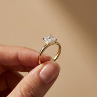 Asscher Cut Lab Grown Diamond Solitaire Engagement Ring 2 Carat Gold