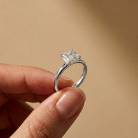 Asscher Cut Lab Grown Diamond Solitaire Engagement Ring 2 Carat White