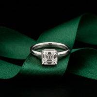 Asscher Cut Lab Grown Diamond Solitaire Engagement Ring 2 Carat White