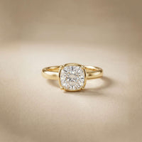 2CTW Cushion Cut Lab Grown Diamond Solitaire Engagement Ring For Women Gold