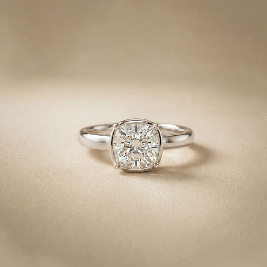 2CTW Cushion Cut Lab Grown Diamond Solitaire Engagement Ring For Women