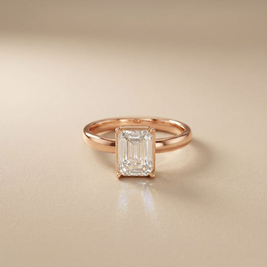 2 Carat Emerald Cut Lab Grown Diamond Solitaire Anniversary Ring