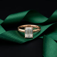 2 Carat Emerald Cut Lab Grown Diamond Solitaire Anniversary Ring Rose Gold