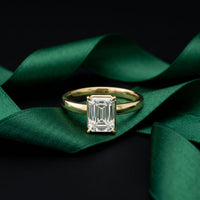 2 Carat Emerald Cut Lab Grown Diamond Solitaire Anniversary Ring Gold