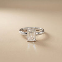 2 Carat Emerald Cut Lab Grown Diamond Solitaire Anniversary Ring White