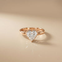 1.5Ct Heart Shape Lab Grown Diamond Solitaire Valentine Ring Rose Gold