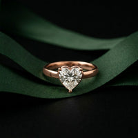 1.5Ct Heart Shape Lab Grown Diamond Solitaire Valentine Ring Rose Gold