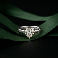 1.5Ct Heart Shape Lab Grown Diamond Solitaire Valentine Ring White