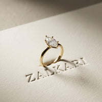 1.5CT Marquise Cut Lab Grown Diamond Celestia Engagement Ring For Women Gold