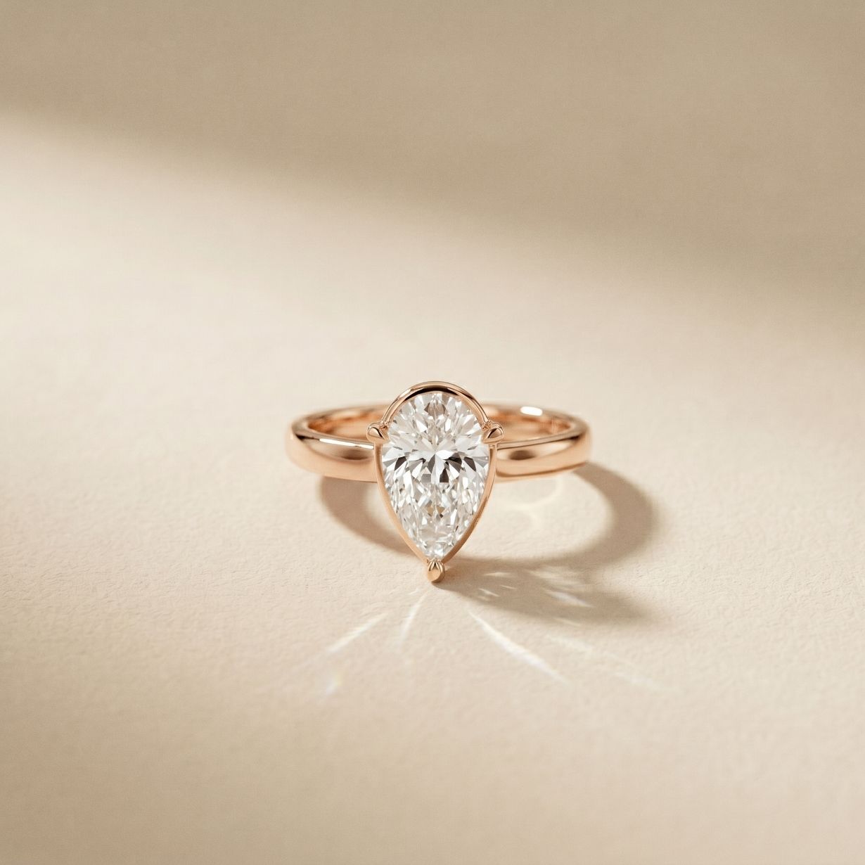 1.5Ct Aurielle Pear Lab Grown Diamond Ring Rose Gold