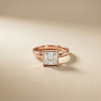 1.5Ct Luneria Princess Cut Lab Grown Diamond Ring Rose Gold