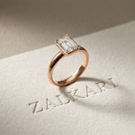 1.50 CTW Emerald Cut Lab Grown Diamond Verelle Anniversary Ring Rose Gold