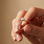 1.50 CTW Asscher Cut Lab Grown Diamond Pave Engagement Ring Rose Gold