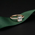1.50 CTW Asscher Cut Lab Grown Diamond Pave Engagement Ring Rose Gold