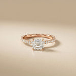 1.50 CTW Asscher Cut Lab Grown Diamond Pave Engagement Ring Rose Gold