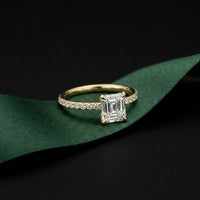 1.50 CTW Asscher Cut Lab Grown Diamond Pave Engagement Ring Gold