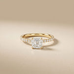 1.50 CTW Asscher Cut Lab Grown Diamond Pave Engagement Ring Gold