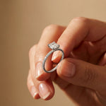 1.50 CTW Asscher Cut Lab Grown Diamond Pave Engagement Ring White