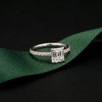 1.50 CTW Asscher Cut Lab Grown Diamond Pave Engagement Ring White