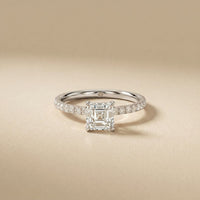1.50 CTW Asscher Cut Lab Grown Diamond Pave Engagement Ring White