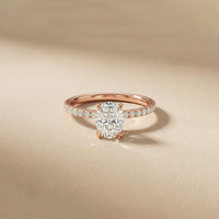 1.50 CTW Oval Lab Grown Diamond Hidden Halo Engagement Ring For Women Rose Gold