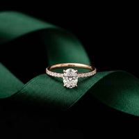 1.50 CTW Oval Lab Grown Diamond Hidden Halo Engagement Ring For Women Rose Gold