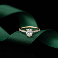 1.50 CTW Oval Lab Grown Diamond Hidden Halo Engagement Ring For Women Gold